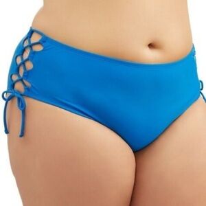 Time & Tru Lace Up Side Blue Bikini Swimsuit Bottom 2X  20W 22W *